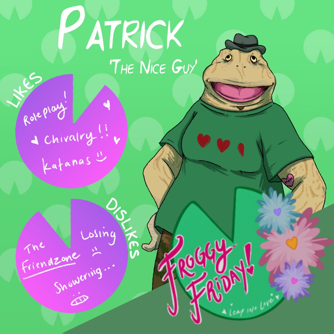 Froggy_Friday's tweet photo. Meet Patrick!
Romance him soon in #FroggyFriday coming soon... 🐸 https://t.co/F32vPeg2Hl