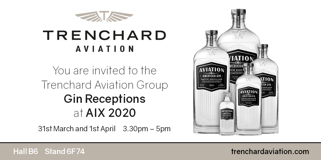 TrenchardGroup's tweet photo. We’re delighted to be partnering with @AviationGin to host two gin receptions @aix_expo #AIX2020. 
We are looking forward to welcoming a wide range of clients, colleagues and #aviationinteriors industry friends from around the world.
https://t.co/FCjPBAUA3v https://t.co/CrKhUwgg3a