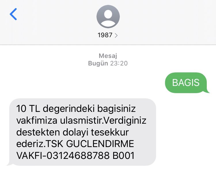 “BU BİR DAYANIŞMA ZİNCİRİDİR!”

- Herkes “BAGIS” yazıp 1987’ye gönderiyor. Türk Silahlı Kuvvetleri’mizi daha da güçlendiriyoruz. 

- Teşvik amaçlı atan kardeşlerimiz yoruma SS atsın.

RT! RT! RT!