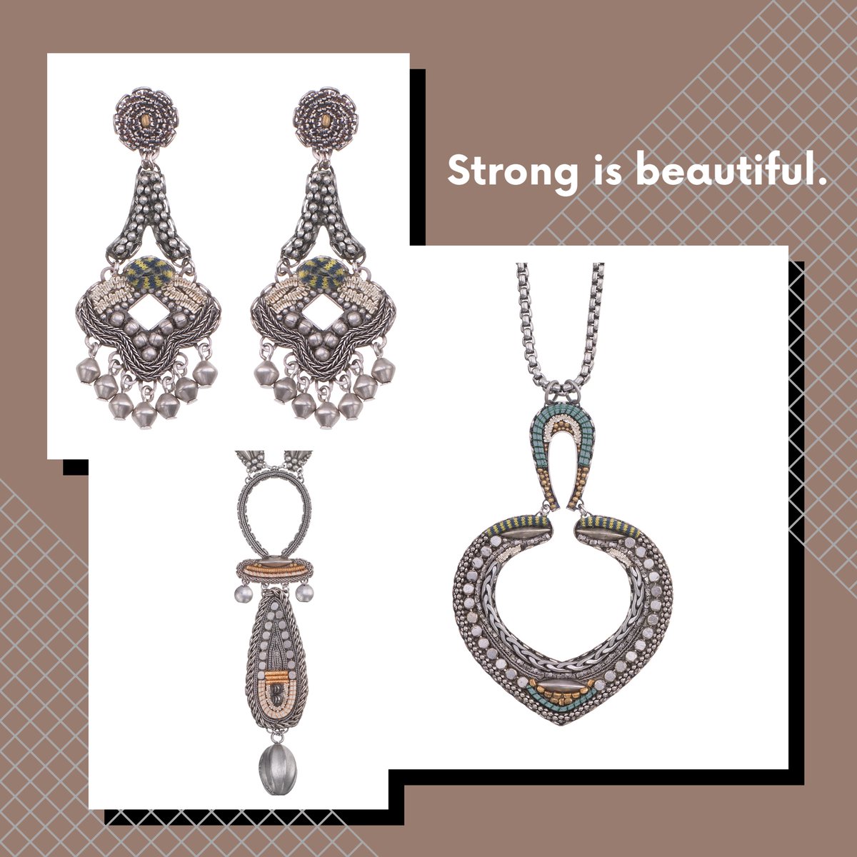 IsArtLLC's tweet photo. Bold and unique jewelry shows the world that you are strong and confident. Embrace it, own it, love it. #strong #confident #beautiful #ayalabar #jewelry #silverjewelry #beadedjewelry #unique #unique https://t.co/x6mrqozaLJ