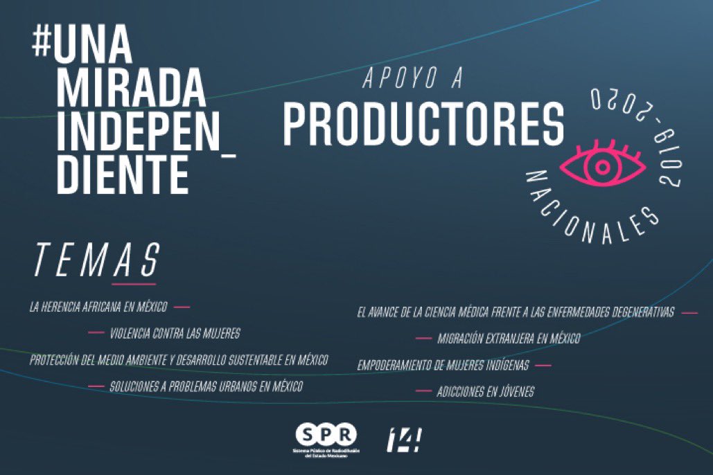 SprConsejo's tweet photo. Los resultados de la convocatoria #UnaMiradaIndpendiente, emitida por el @SPRMexico, @canalcatorcemx y este Consejo ya están disponibles.

Consulta todos los detalles aquí 👇
https://t.co/sHzZPptcER https://t.co/KxiFc8oJVY