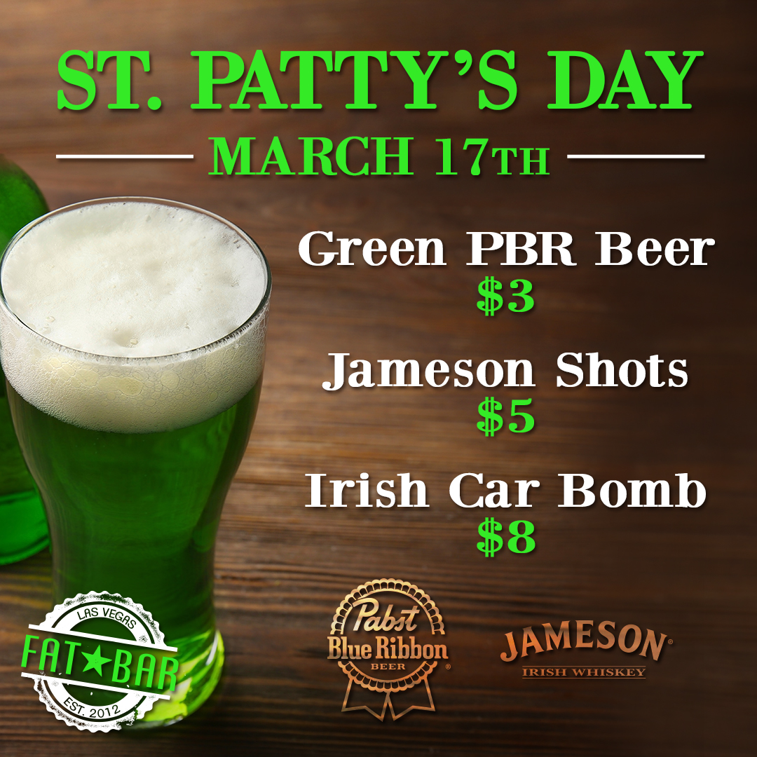 FatBarLV's tweet photo. 🍀 St Pattys at FatBar! Join us on the #LasVegasStrip for some #greenbeer and good times! 🎉🍻
.
#fatbarlv #stpattys #lasvegasstrip #vegaseats #vegasdining #open24hours #instfood #vegasfoodie #eatervegas https://t.co/8bqJ2yMoab