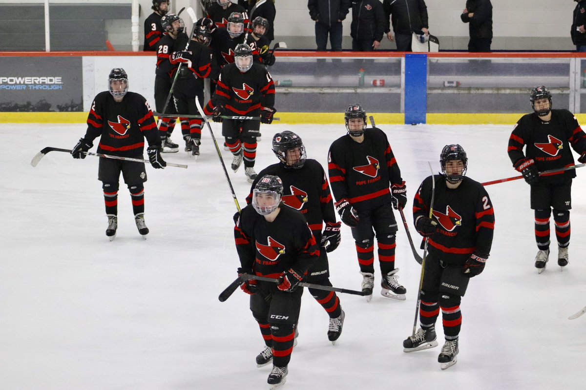 PFcardinals's tweet photo. HUGE 4-0 win against BC High!🎉 Cardinals advance to the Super 8 Winners Bracket Final on March 7th at Loring Arena! 
We had a great crowd today! Big thank you to all who made the 2 hour trip to Bourne! We appreciate all of the support!❤️ #PFhockey #RollPope #RoadToTheGarden https://t.co/v6jZFILgGq