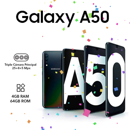 celulareslibres's tweet photo. Samsung A50, con un procesador de 8 núcleos, memoria ram de 4GB y memoria interna de 64GB, pantalla super AMOLED de 6.5 pulgadas, triple cámara de 25+8+5 MP, con LED flash, cámara delantera de 24MP. https://t.co/nDJ0jXfAYB https://t.co/2reJD33Tt3