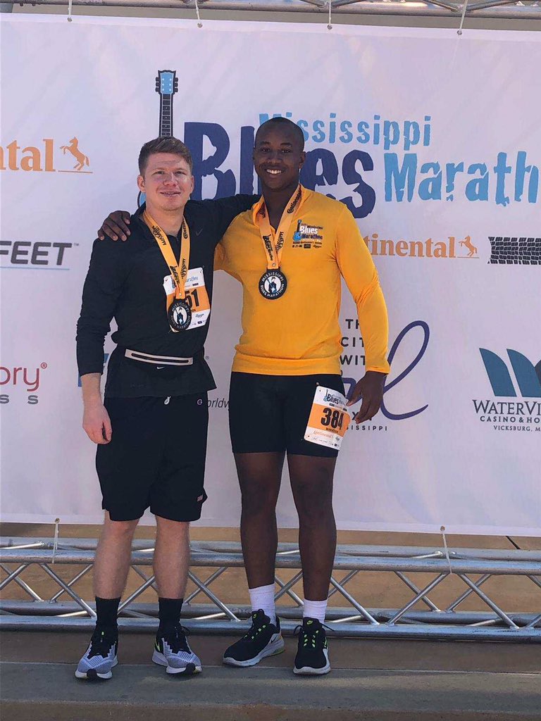 Congratulations to 1LT Brendan Madarasz (APMS) and CDT Eddie Lee Joseph (MS V) for completing the Mississippi Blues Marathon and Half Marathon yesterday in Jackson, MS. Go Braves!! #alcornstateuniversity #mississippibluesmarathon #armystrong #armyfitness #ArmyFit