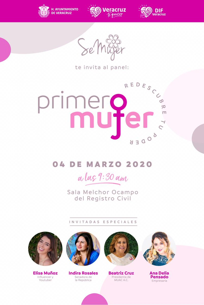 SoyEvaCruz's tweet photo. @SeMUJER nos invita a que de la mano de 4 mujeres reconocidas por su trabajo, podamos redescubrir nuestra vital importancia en esta sociedad.
Entrada sin costo.
Acceso controlado. Obtén tus boletos digitales. #diadelamujer #primeromujer 
#Veracruz https://t.co/N0hlCJxIH9