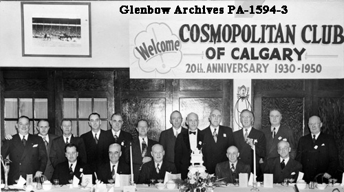 #90YearsAgoToday in #YYC: Cosmopolitan International Club of Calgary holds its inaugural dinner &amp; dance at <a href="/Fairmont_PAL/">Fairmont Palliser</a>. Service club with motto "Unity, Service, Action" is still active. Photo shows 20th anniversary held at the Renfrew Club in 1950. Image via <a href="/UCalgaryLibrary/">UCalgary Libraries and Cultural Resources</a>