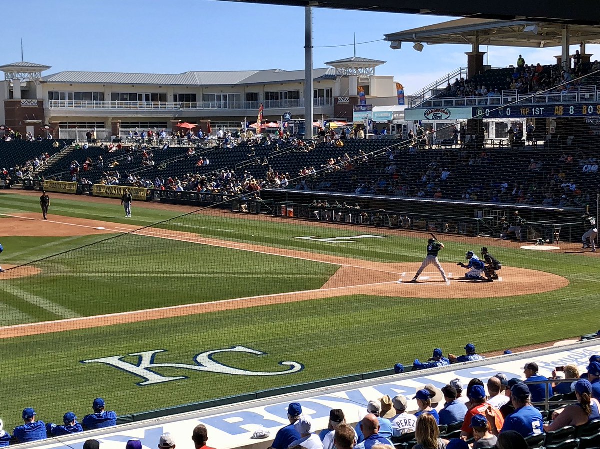 JoeFonzi's tweet photo. Greetings from Surprise, AZ.  Half of the A’s here today playing the Royals. https://t.co/iS8M8aUe4w