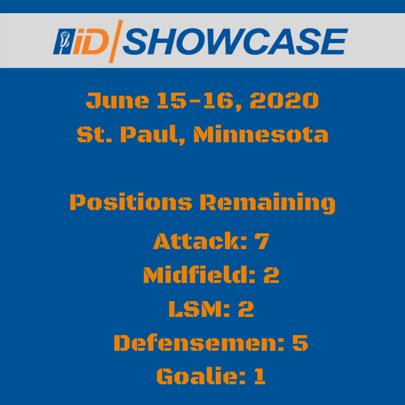 RealiDLacrosse's tweet photo. The iD Showcase Priority registration deadline is TODAY! Register now to secure a final spot at the top recruiting showcase in the Upper Midwest! June 15-16, 2020 at U. of St. Thomas in St. Paul! #elite #recruiting #minnesota #midwest #lacrosse #iDdifference @LaxRecords https://t.co/lO1U4HWkgi