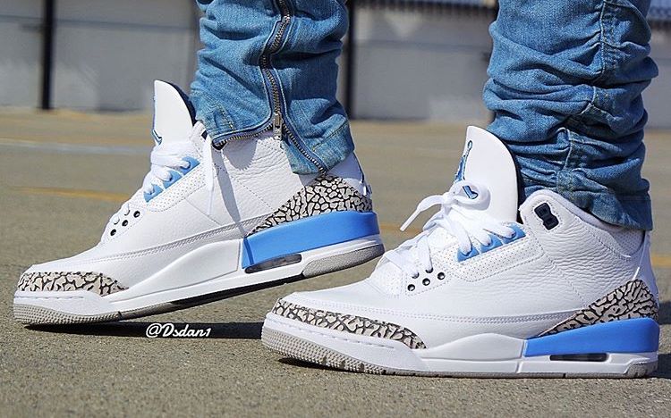 Justfreshkicks בטוויטר On Foot Look At The Upcoming Air Jordan 3 Retro Unc T Co Jopzlrf8wa