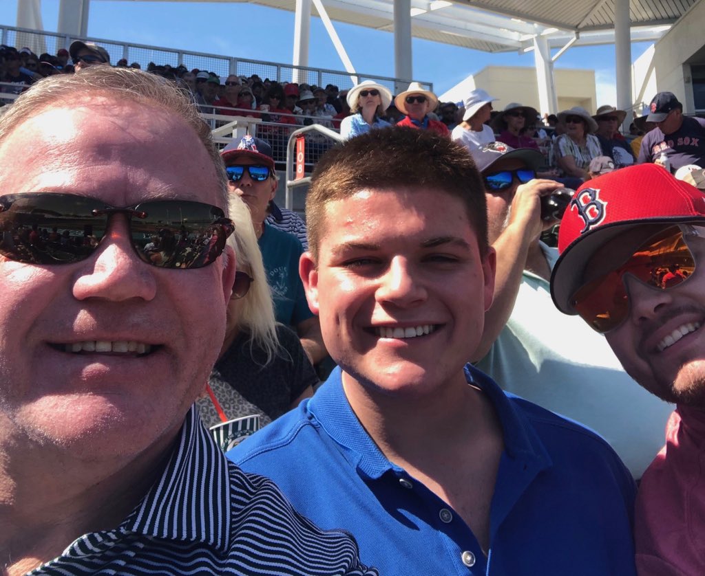 CoachBrianKelly's tweet image. Spring Football may start this week ... but it doesn’t mean Patrick, Kenzel and I can’t get some @RedSox Spring Training in first!