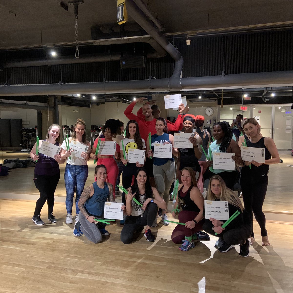 RKESmusic's tweet photo. Ms. C made great new friends at POUND Fitness Certification this weekend! Shout out to @eatplants2move from Dale City ES! I cannot wait to practice and share ideas from both of our schools together! Go PWCS!! 🤘🎶💚🦅 #MakeNoise #PoundPro #FitnessRebel #RKESMusic https://t.co/kYCnO3FNcJ