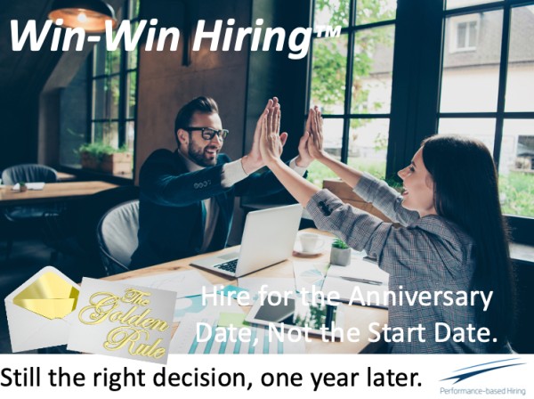 LouA's tweet photo. The Golden Rule of Hiring: Hire for the Anniversary Date, Not the Start Date. #ere #hiringsuccess #SHRM #socialtalent #performancebasedhiring #sourcecon #talentconnect #HRTech #HR https://t.co/ih482x5Y6k https://t.co/sittyGXNgm