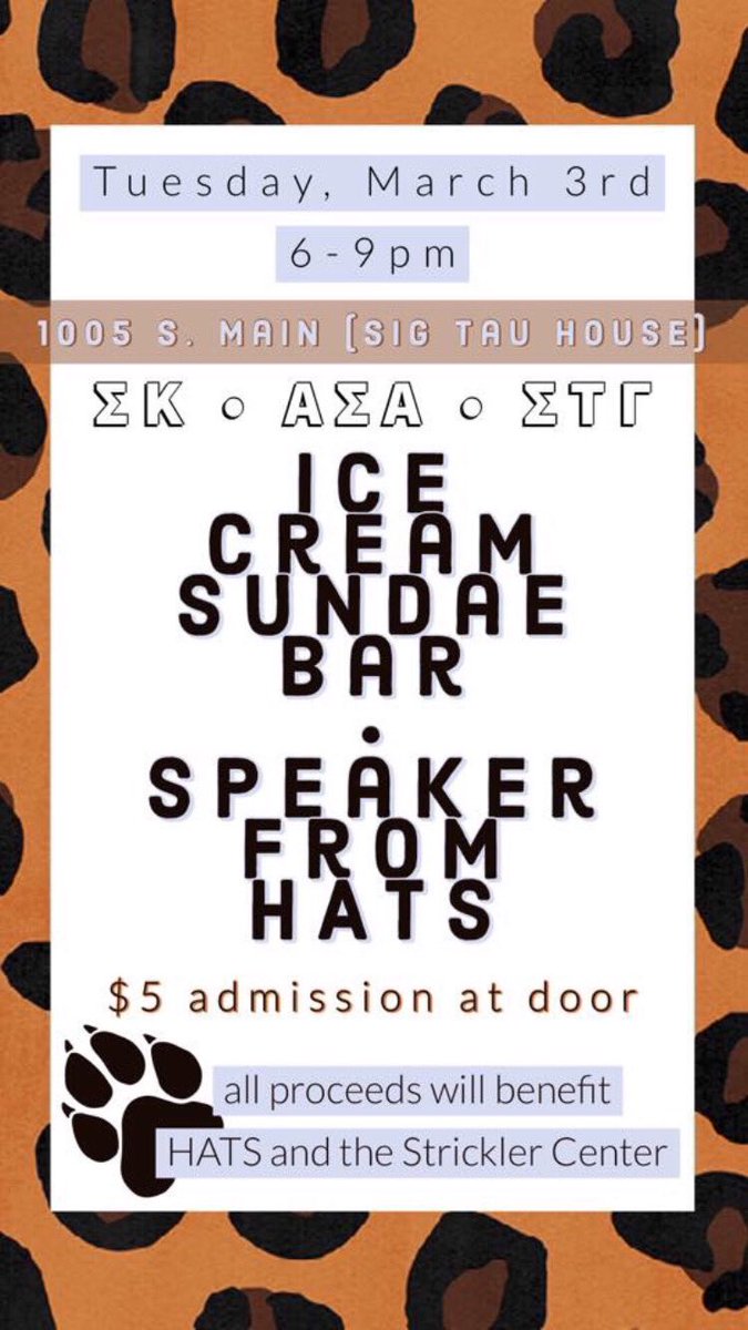 Come out to our Ice cream bar with <a href="/asacmich/">Alpha Sigma Alpha at CMU</a> <a href="/sigmakappa_cmu/">Sigma Kappa CMU</a> this Tuesday! We’ll be open 6-9pm!