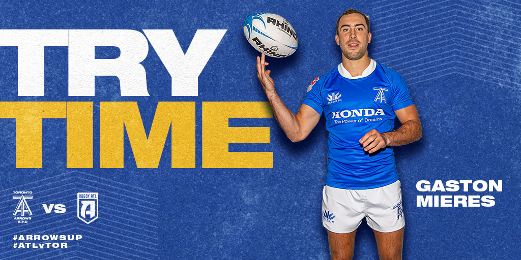 TorontoArrows's tweet photo. '80 - TRY TIME!! IT'S @tonemieres AT THE DEATH FOR THE BONUS POINT TRY! 

#ATLvTOR | #ArrowsUp | 🍑 18 - 🏹 28 https://t.co/Y7Yj3DkuHu