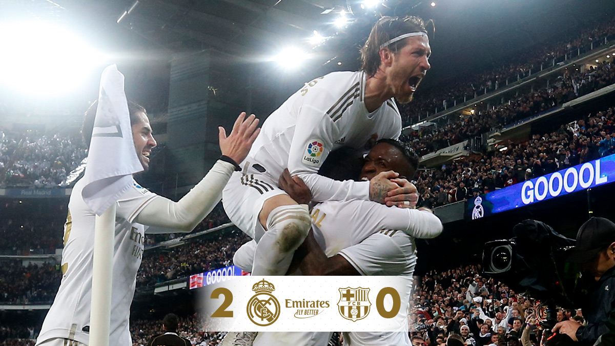 realmadriden's tweet image. 🏁 FT: @realmadriden 2-0 @FCBarcelona
⚽ @viniciusjr 71&apos;, @marianodiaz7 90&apos;+2&apos; 
#Emirates | #RealFootball
