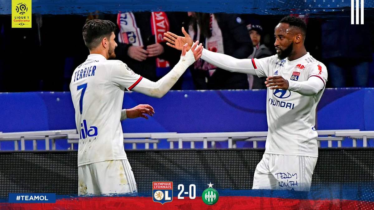 OL's tweet photo. DERBY GAGNÉ !!! 🔥🔥🔥
La #TeamOL remporte ce 120ème derby grâce au doublé de @MDembele_10 ! 🤩 #OLASSE 

L'OL remonte à la 5ème place de @Ligue1Conforama ! 

Place à la demi-finale de @coupedefrance face au PSG ce mercredi au @GroupamaStadium (21h10) ! 🔴🔵 https://t.co/7txmLm2U8A