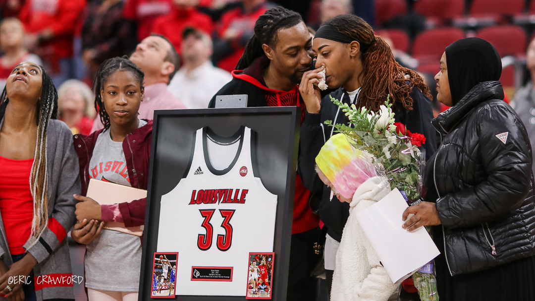 ericcrawford's tweet photo. Tears and smiles on Senior Day for Louisville women’s basketball. This senior class became the winningest in school history today, with its 124th victory. Louisville is 45-5 in the ACC over the past three seasons. https://t.co/keP6E6IagB