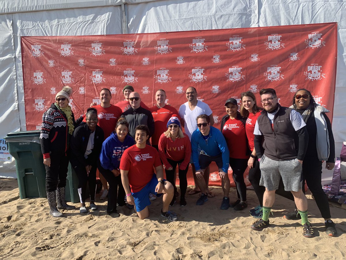 allisutera's tweet photo. Today the ARAMARK Arctic Allstars took the plunge once again to support Special Olympics Chicago!!  Great Day. Great Cause. Great People. #PolarPlunge #FreezinForAReason @Aramark https://t.co/jcUNNojchn