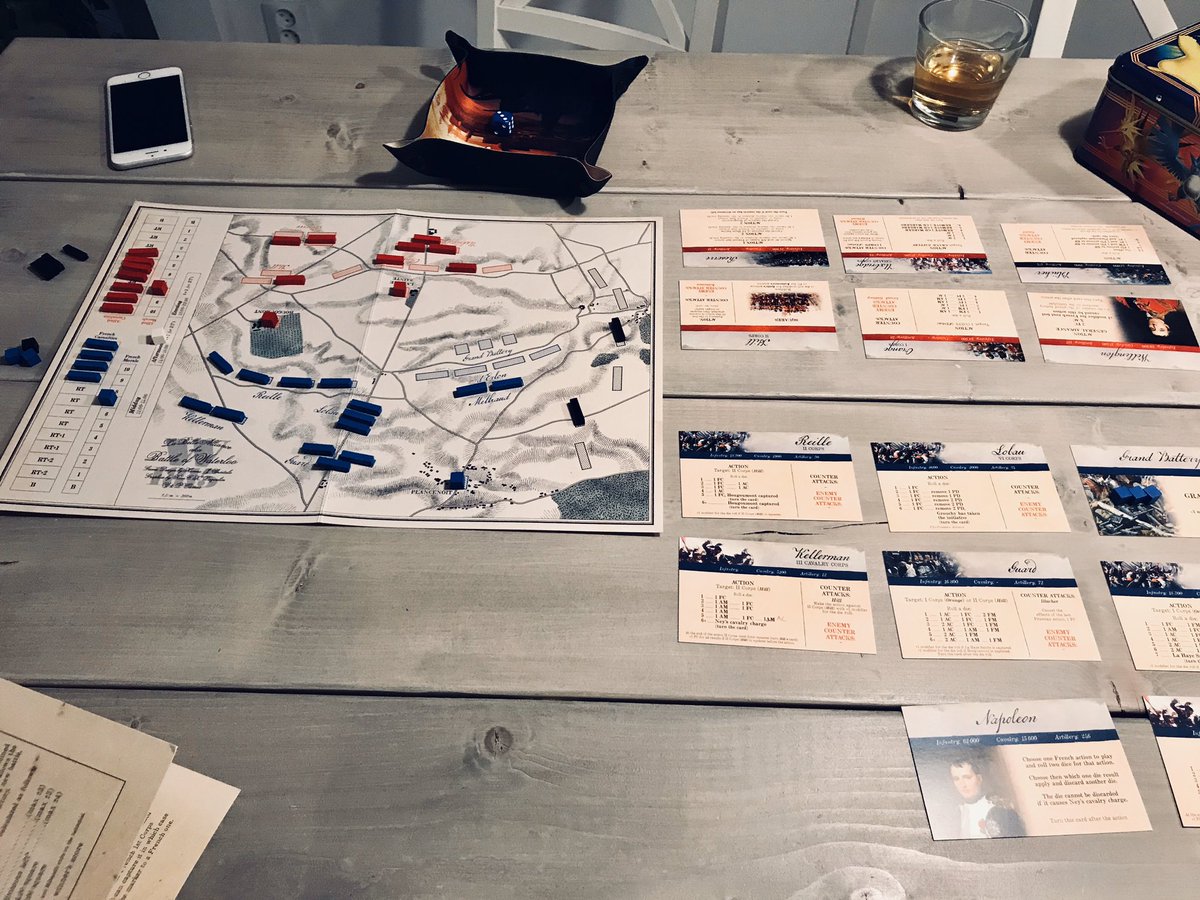 SvenFu's tweet photo. A quick game after dinner of the very quick game W1815. It’s a testament to design genius to distill the battle down to this, yet keep historical flavour and a sense of simulation. https://t.co/pgGlJTee9v