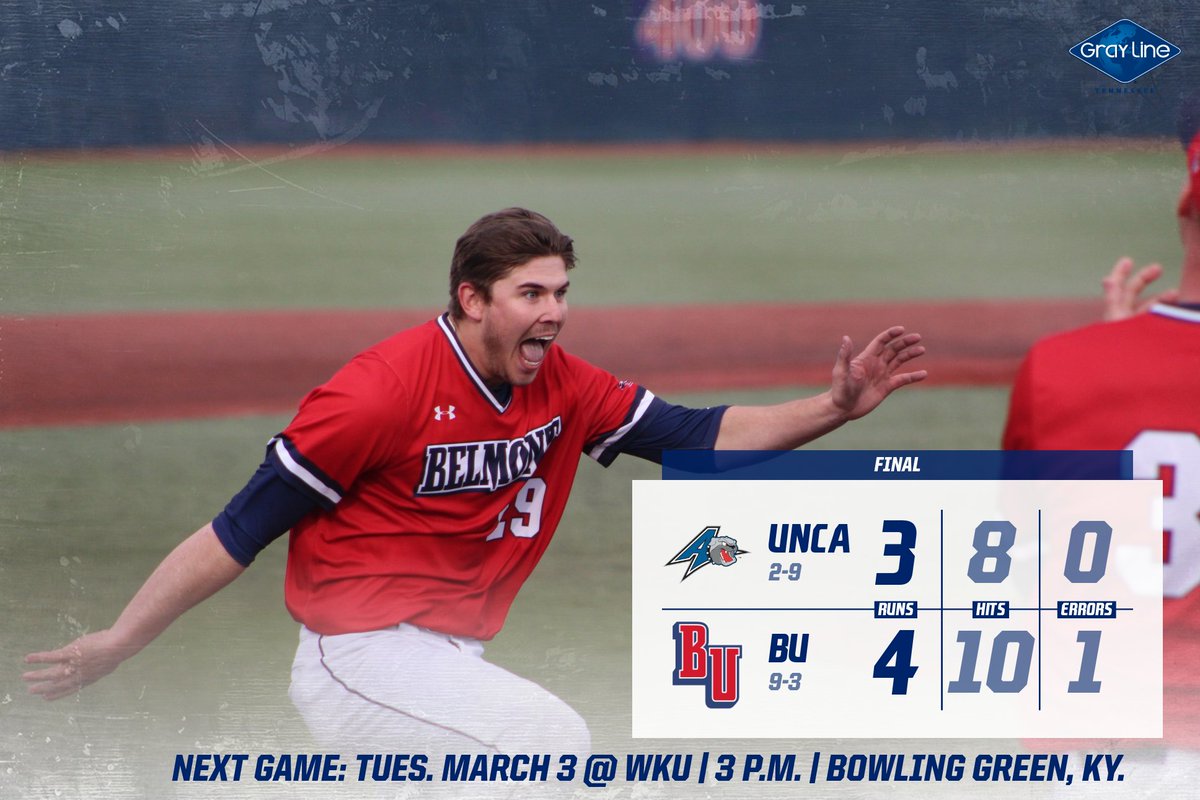 ANOTHER WALK-OFF 💣 <a href="/ShacklettCarson/">Carson Shacklett</a> hits his first career home run to give Belmont the 4-3 win and sweep over UNC Asheville! 😤💪👍

#itsbruintime
