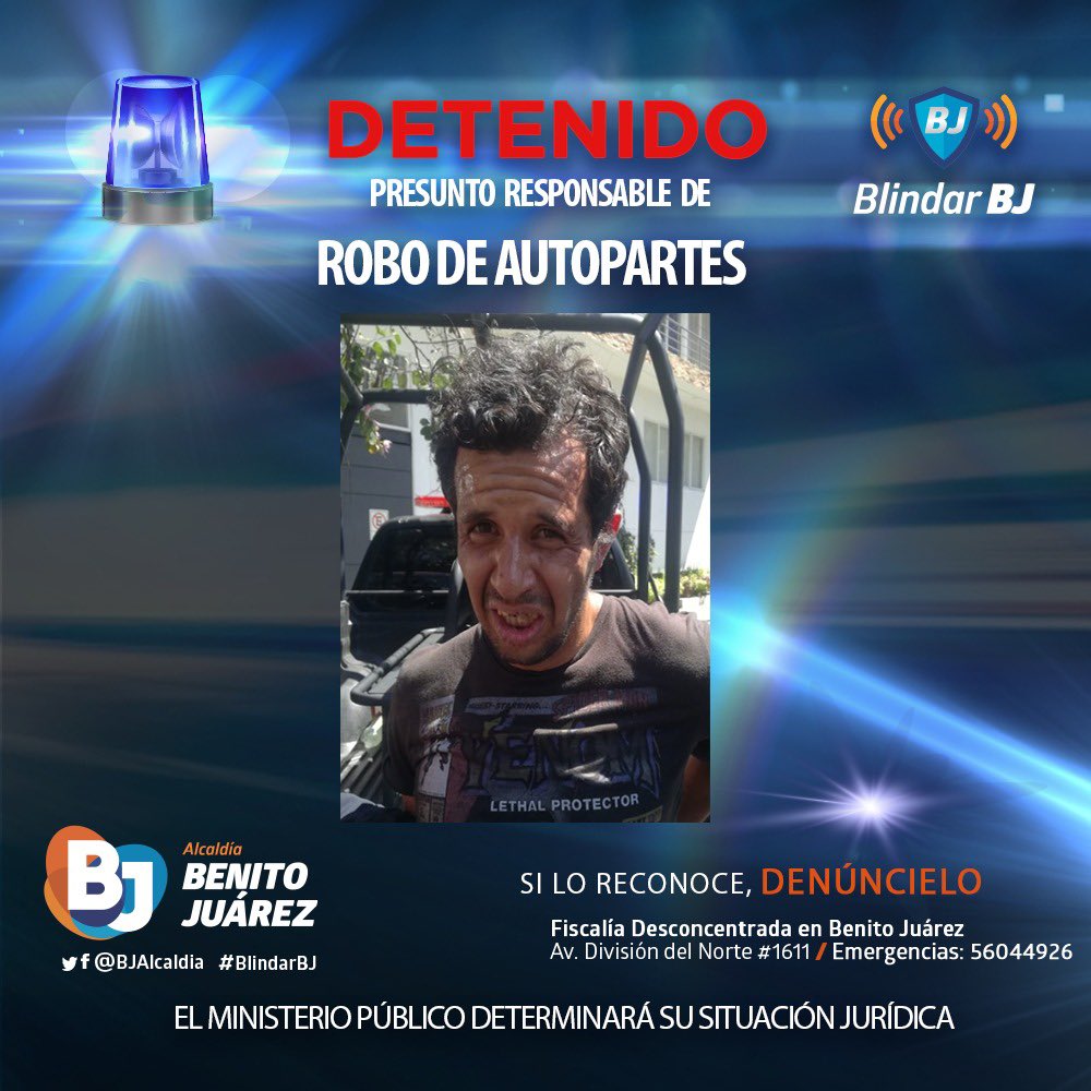 🚨 El Equipo de Proximidad #BlindarBJ detuvo a un sujeto por robo de autopartes en la calle de Galicia, Álamos. 🚔