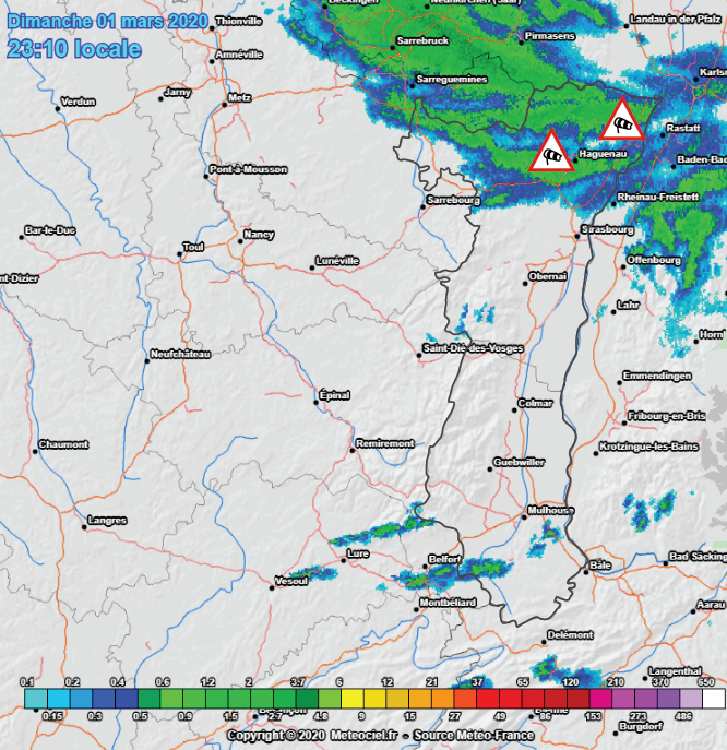 msa6768's tweet photo. Encore 101 km/h mesurés entre 22 et 23h à #Berg et à #Scheibenhard. L'accalmie se généralise quasiment à toute la région désormais. Il faudra néanmoins attendre minuit pour le nord-est du Bas-Rhin où ça pourra encore souffler temporairement très fort.

#meteo67 #meteo68 https://t.co/8xgoIBX4rF