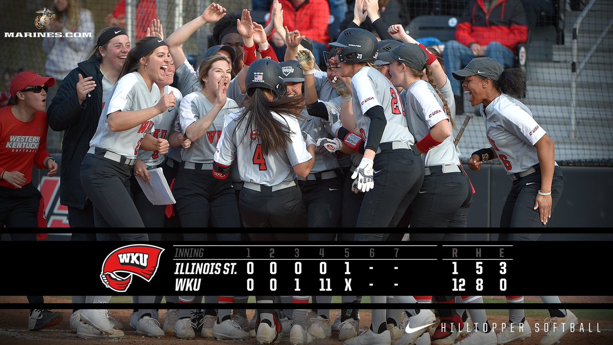 WKUSoftball's tweet photo. FINAL | WKU 12, Illinois State 1

WKU explodes for an 11-run fourth inning and AiKKKKKKKKKKey picks up her second complete-game win of the weekend while Sullivan connects for a #BigRedBomb 🔴💣

#GoTops | @USMC https://t.co/NHOpZG29rP