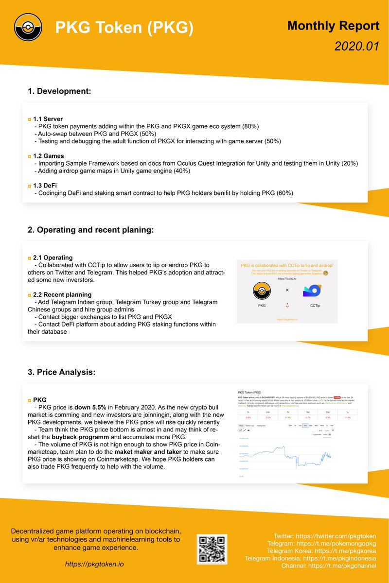 pkgtoken's tweet photo. Dear #pkgcommunity, enjoy our fresh PKG Token (PKG) Monthly Report 2020.February! 🔖 https://t.co/N4nPVemS8N More news are comming! 😚 https://t.co/QeWUHSlJKK🚀#pkgtoken #pkg #pkgx #bitcoin #btc #crypto #cryptocurrency #eth #ethereum #token #coin #ico #ieo #trading #defi #hodl https://t.co/iU2v3Rcfz5