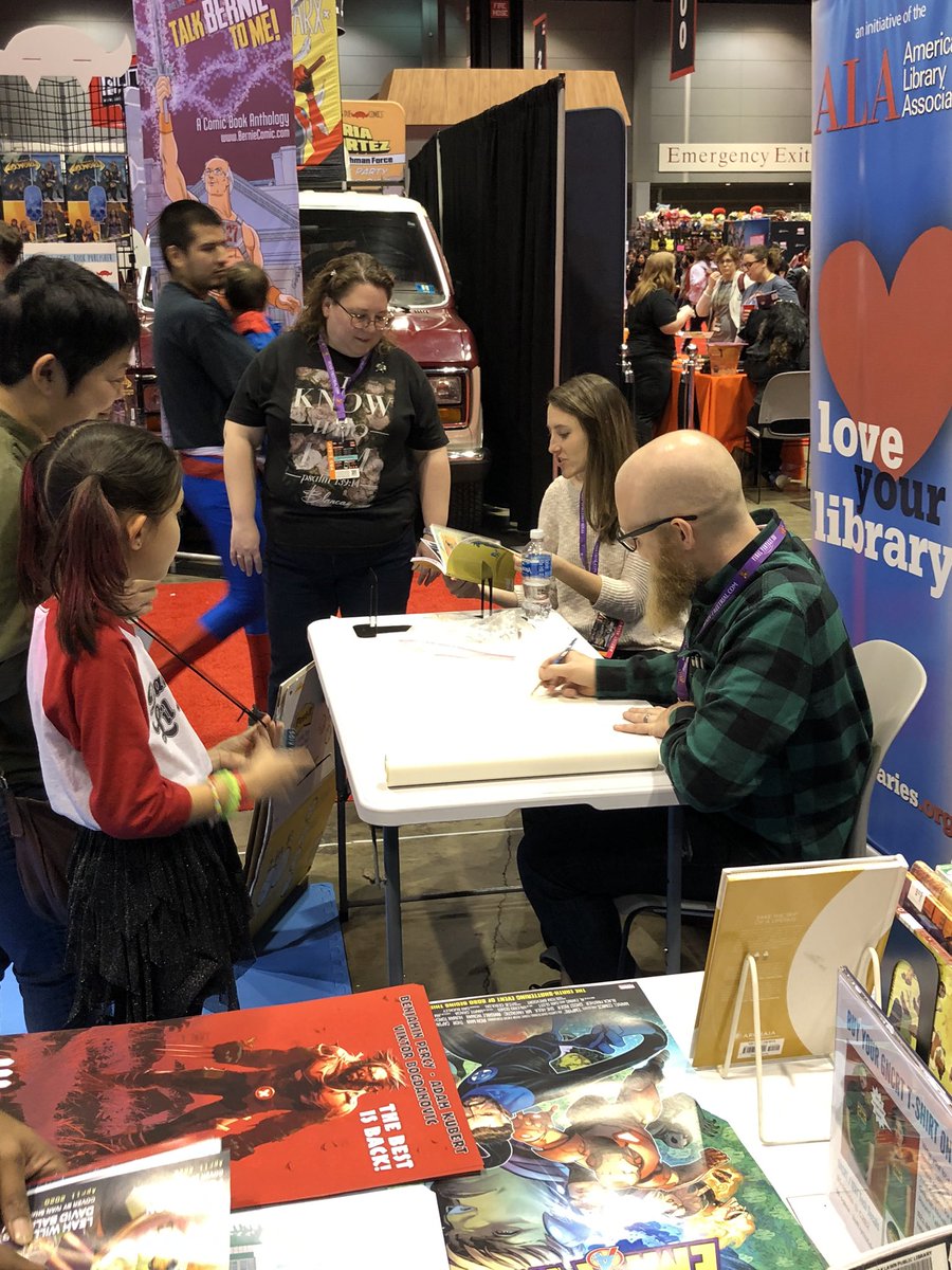 libcomix's tweet photo. Thank you to our final creators @JamesTheFourth &amp; @Andrew_MacLean for taking time to spend on the #LibPopUp 🤗 #C2E2Lib #libcomix https://t.co/JtRIwLhy6f