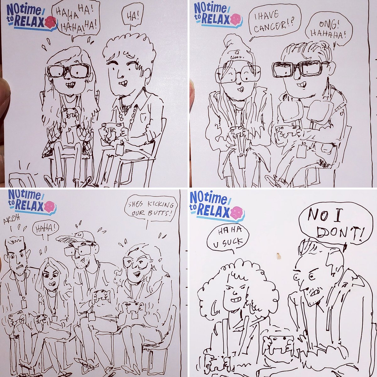 Its been FUN drawing our players playing our game! #paxeast #PAX #sketches #indiegame  #notimetorelax