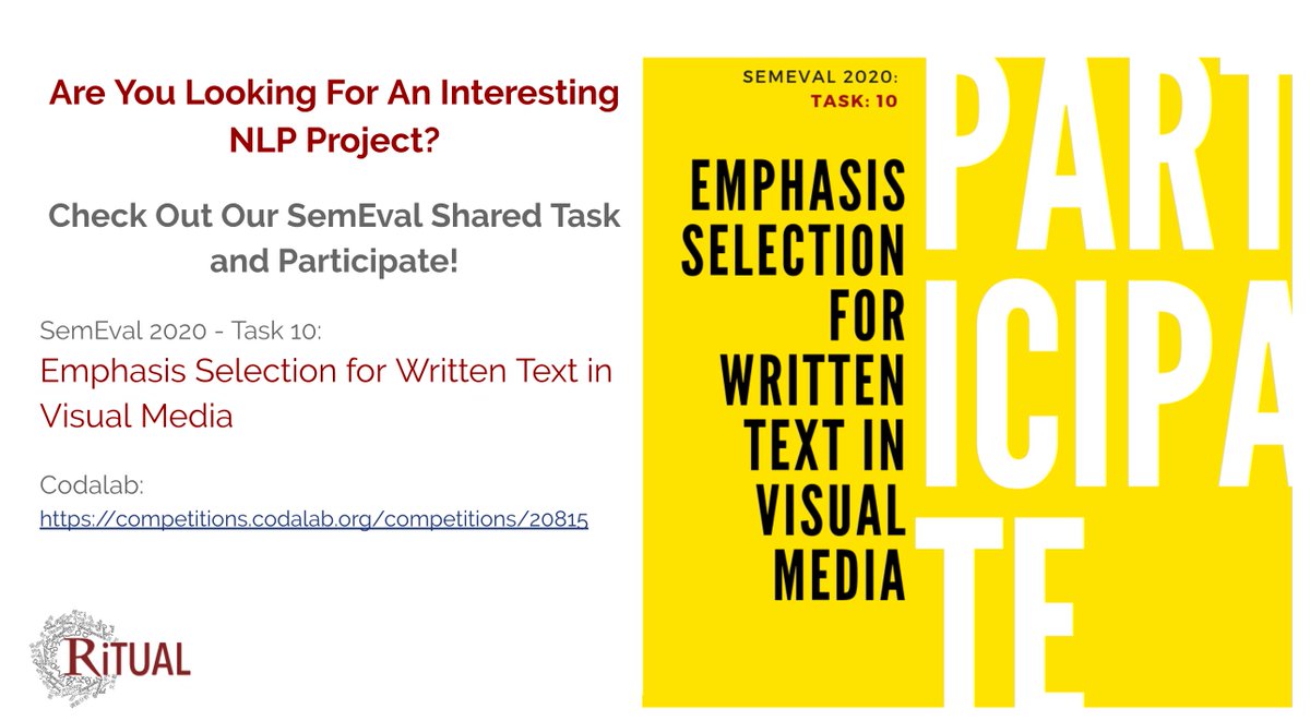 rezza_sh1's tweet photo. Check out SemEval 2020 - Task 10! 
https://t.co/o3XO7R677l
You still have 10 days to submit your results. 
#semeval #semeval2020 #nlproc https://t.co/lHUhaVG7Ix