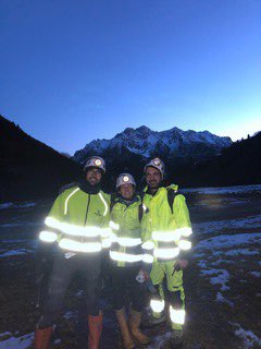 AltaminLtd's tweet photo. As night falls, work continues at the Gorno Project. From L-R: Matteo Loporcaro (Italian geo previously worked for various mining companies in WA); Giulia Domenighini (Graduate MSC geo from Univ Turin); Simone Zanin (Our chief project geologist) $AZI #miningteam #zincitaly https://t.co/ki1JPDTzik