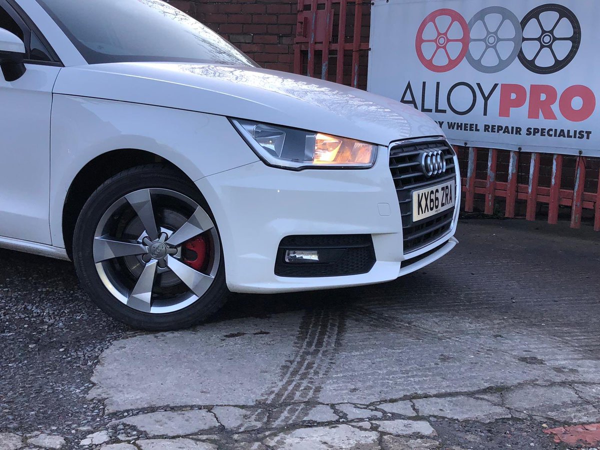 alloypro's tweet photo. Little Audi a1 in to have the wheels powder coated in shadow chrome #audia1 #audisline #alloypro #powdercoat https://t.co/2axb0KZmdE