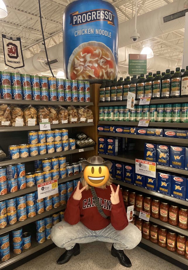 niicecans's tweet photo. Blessed images of my friend, a very famous model, doing a professional photo shoot with a giant soup can at Publix https://t.co/jgUd6FHrSy