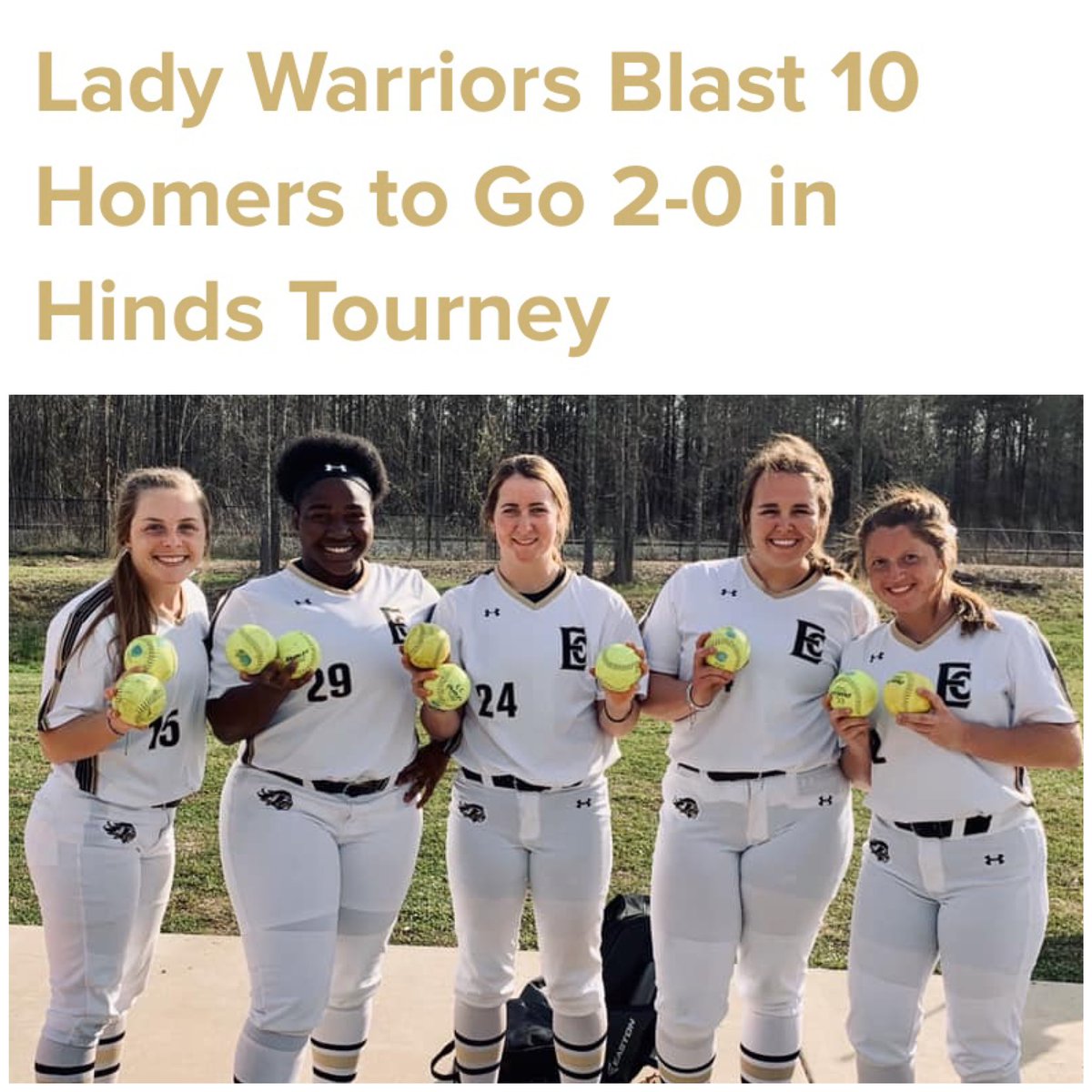 My_Time_Sports's tweet image. Congrats to Olivia Houston (right) and these East Central Community College softball ladies for combining for 10 Homeruns in 2 games this weekend in Hinds CC Tournament. #impressiveperformance