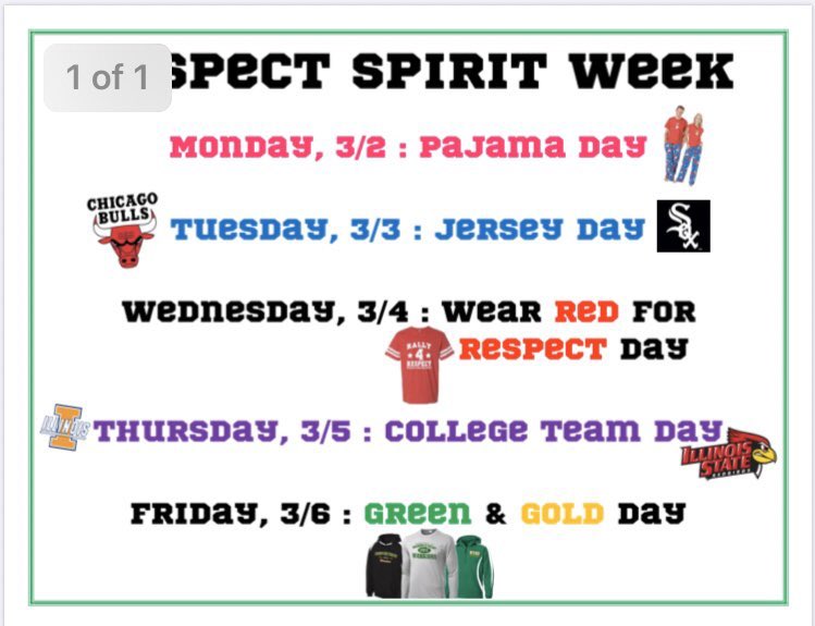 Happy RESPECT WEEK! Celebrate with us and follow these themes!⬇️⬇️⬇️