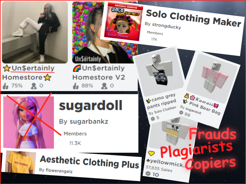 Zena On Twitter Roblox Catalog Clothing Stealers Unfortunately We Cannot Take Action Against Them But We Can At Least Spread Awareness To Prevent Others From Buying Their Copied Clothing These People Are