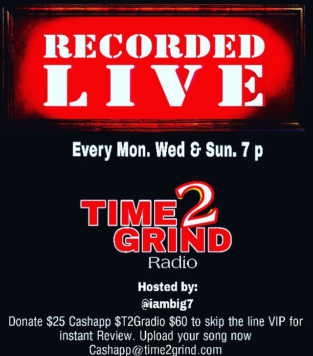 Time2GrindRadio's tweet photo. Tune in we’re live with @iambig7 #tagafriend & #jumpin send that 🔥 🎶 #musicartist #sendinmusic #tagadopeartist #werelive #sundaynight https://t.co/VKjFct6XFU