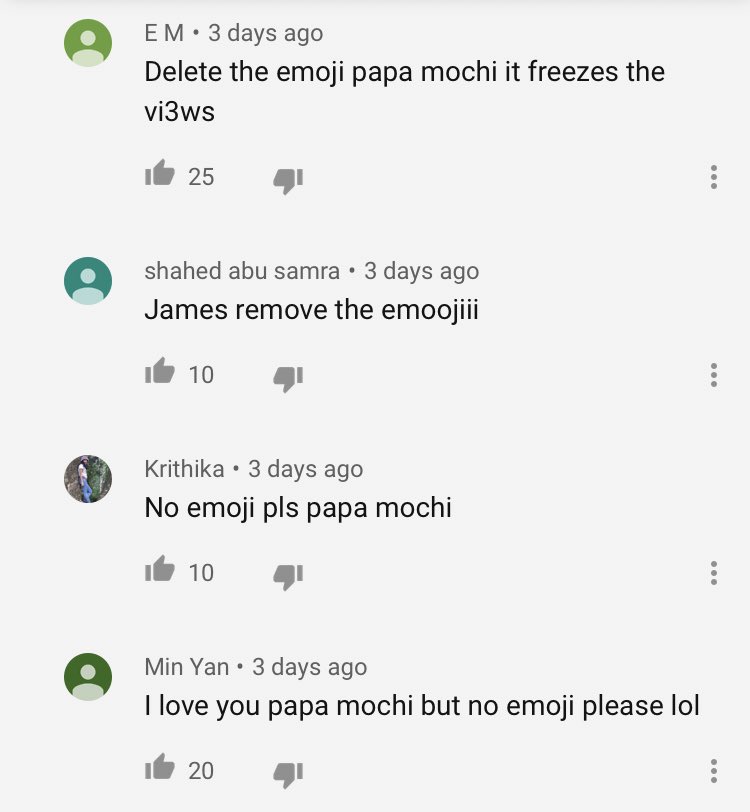 Patty⁷🧈 🇨🇦💜🐋 on Twitter: "Can we please make a big push back against the emoji myth? YouTube wouldn't allow emojis period if they freeze views. Imagine being a local and getting 20+