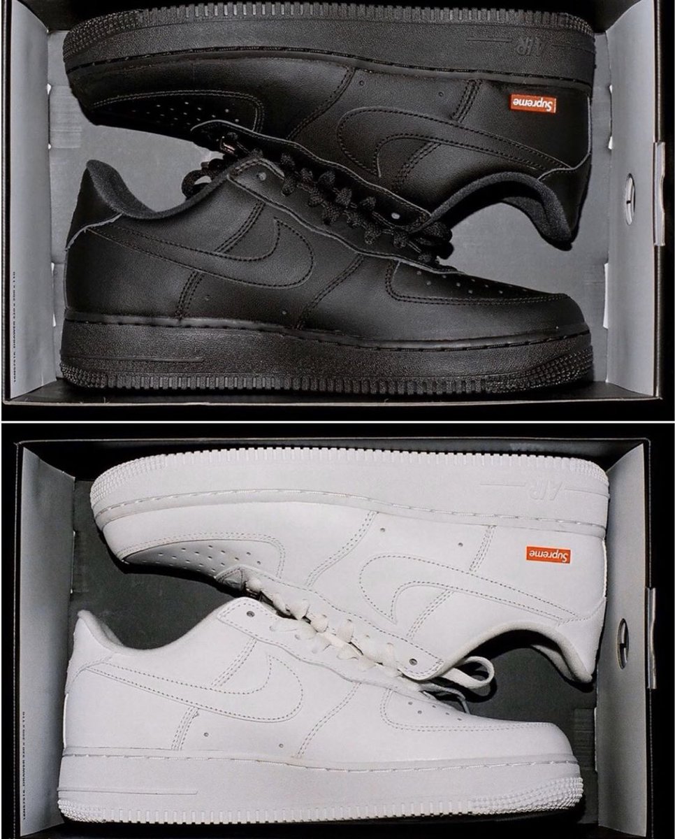 snkr_twitr's tweet photo. Dropping March 5th: Supreme x Nike AF1 

Retail $96 each 

Info via @DropsByJay https://t.co/Y9NbNnK5eP