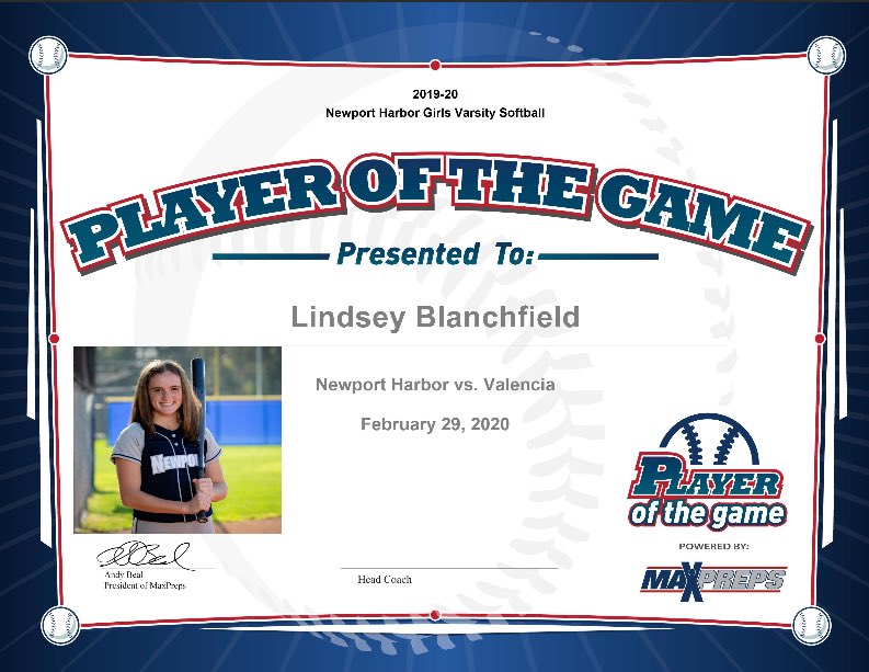 sailor_softball's tweet photo. Congrats to Lindsey Blanchfield who went 3 for 4 including a walkoff single in our win over Valencia https://t.co/LE9b6gtHqw