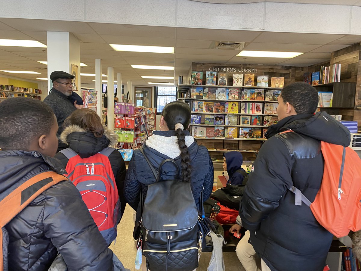 MsMcGlonesClass's tweet photo. On Friday, 12 sixth graders went with me to @FrugalBookstore to meet the owner, Leonard. He talked to us about his evolution in creating a bookstore with books that represent the community. We are also planning an event for @tonyaboldenbook ‘s latest #CHANGINGTHEEQUATION https://t.co/xsZAoWfMST