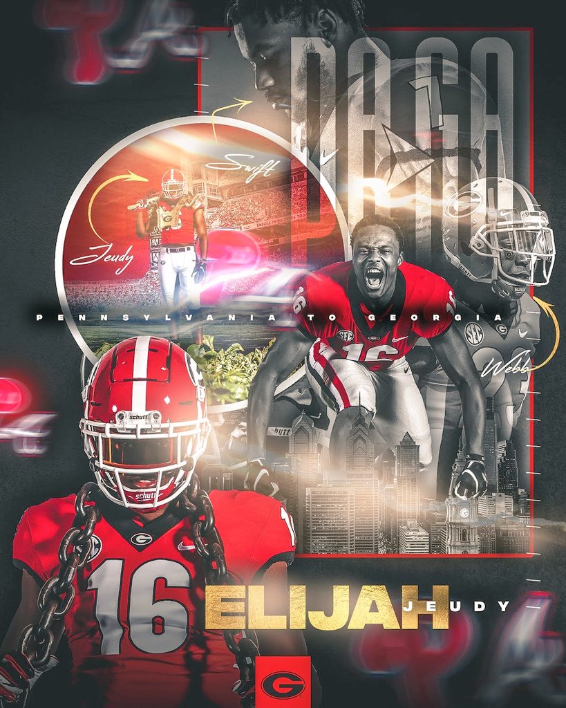 haitiansuperman's tweet photo. Shout out @GeorgiaFootball ....Do you know how much of an honor it is for @ElijahJeudy to be in the same pic as Swift and Webb! Yeah it's a big deal! @CoachDanLanning #officialvisitsoon #PAtoGA #phillysfinest #puttingphillyonthemap https://t.co/H9jf8zotIZ