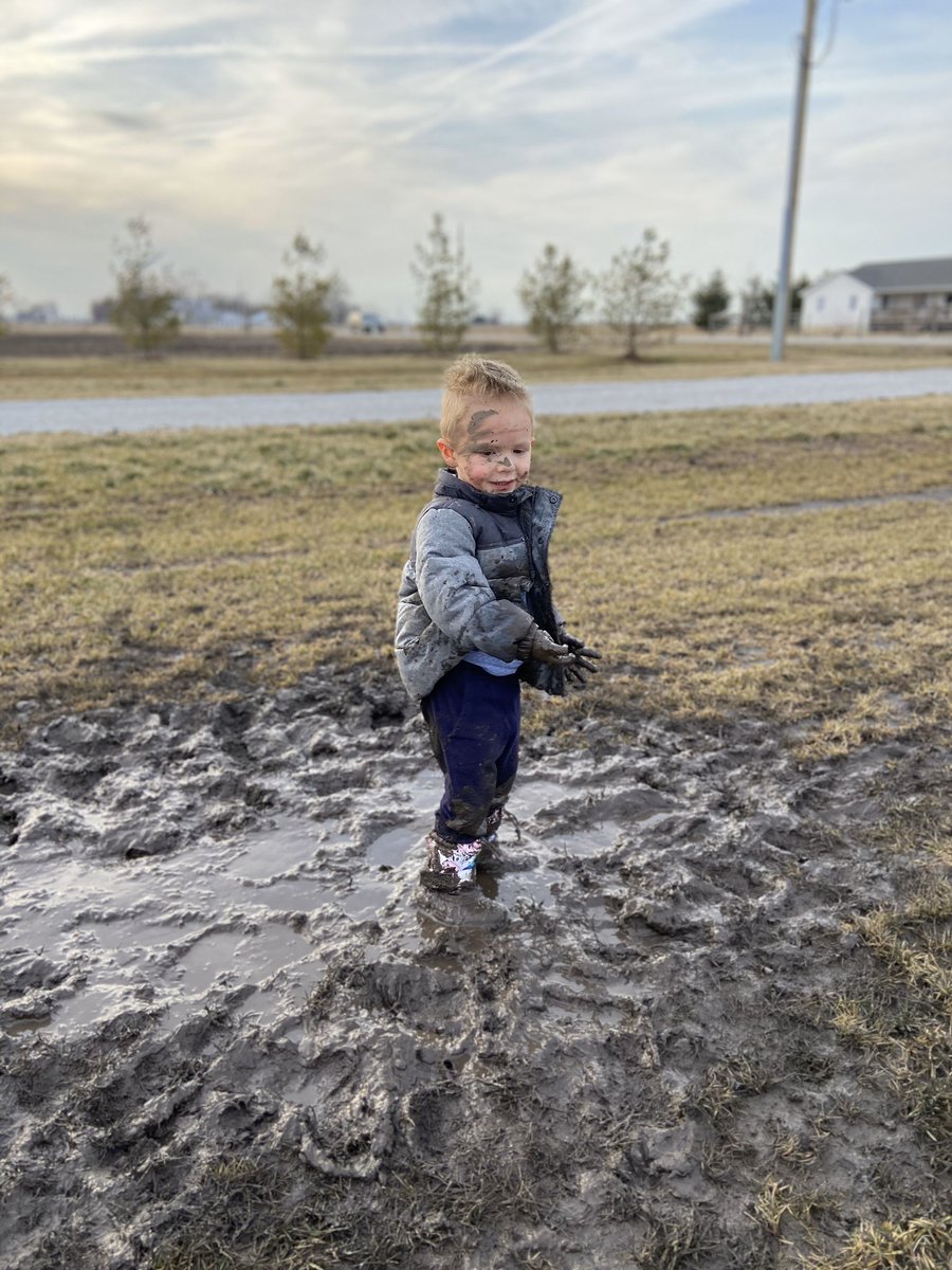 All the room in the world to play, and he finds the one muddy spot in the yard!
