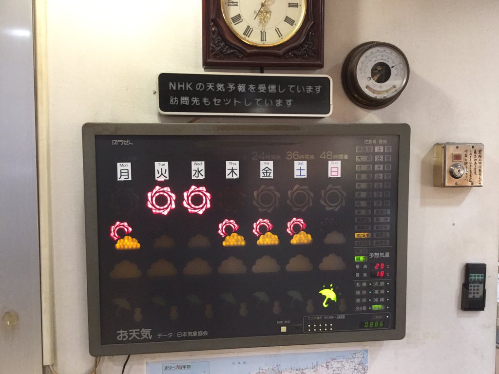 鳴門のホテルにあった「ゆうせん」の天気予報表示器、今も稼働している
