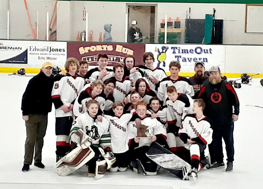 RochBantamVFW's tweet photo. Congrats to our friends on the Rochester Bantam B1 Gold team.  
They fought back through the left bracket at Regions and will join us as STATE qualifiers this year.  Nice job, boys! Good luck!

@PantherHockey97 @mayo_hockey @RocketBoysPuck @HockeyLourdes @YouthHockeyHub @PBFeldy https://t.co/WpRcvAT7xx