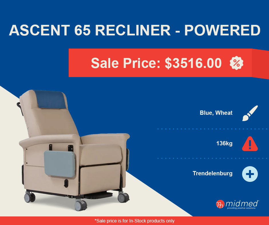midmedau's tweet photo. 🎊 Champion Ascent 65 Recliner Sale! 🎊

- Available Colours: Blue, Wheat
- Safe Working Load: 136kg
- Includes: Trendelenburg

Contact #Midmed to secure your Ascent 65 Recliner today!

*Sale price is for in-stock products only https://t.co/jf1Jw1Wjaf