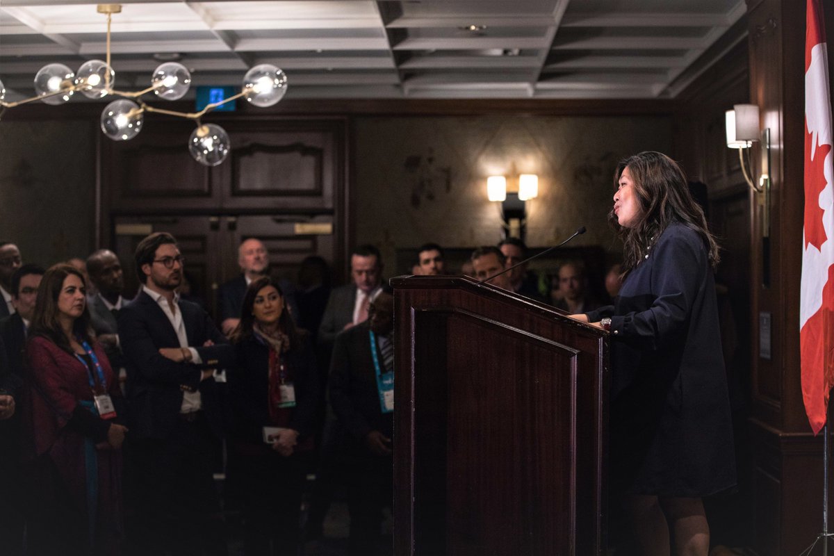 Minister Ng kicked off her week at <a href="/the_PDAC/">The Official PDAC</a> by highlighting 🇨🇦's unparalleled #mining expertise at a reception with ministers of foreign countries, international delegations and #CdnBiz. #ResponsibleBusiness #PDAC2020