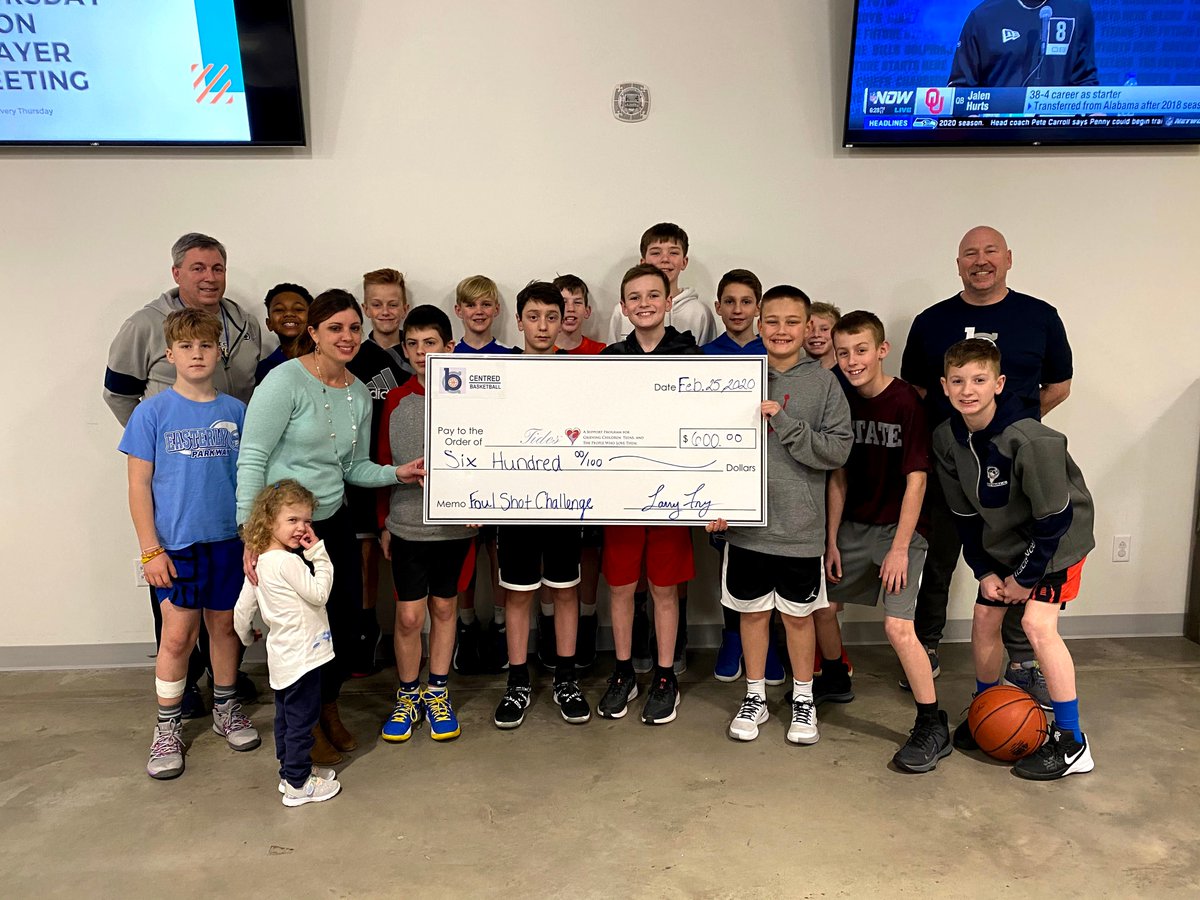 We have some amazing young philanthropists in our community! Thank you to  <a href="/centredhoops/">Centred Basketball</a>, Centred Basketball teams for supporting Tides and the families we serve!